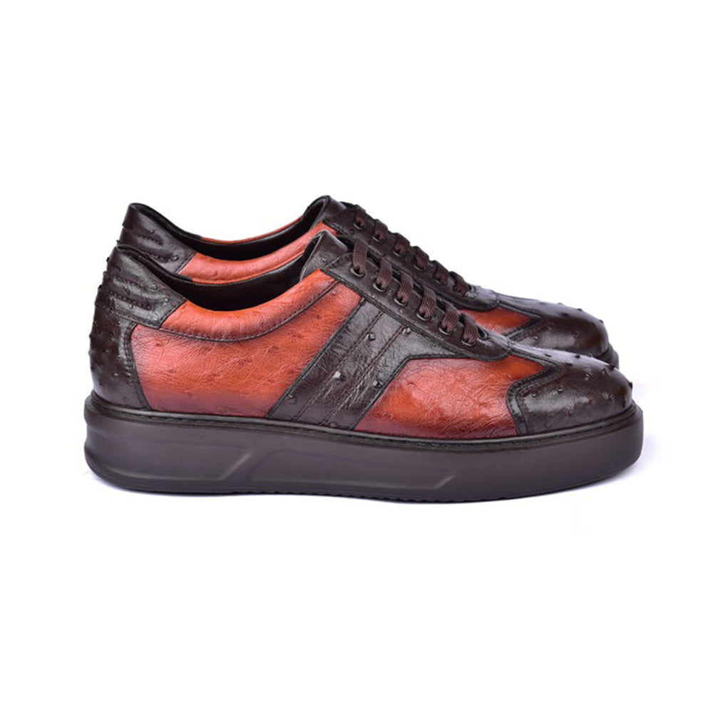 Corrente C001302-6988 Genuine Ostrich Sneakers Brown