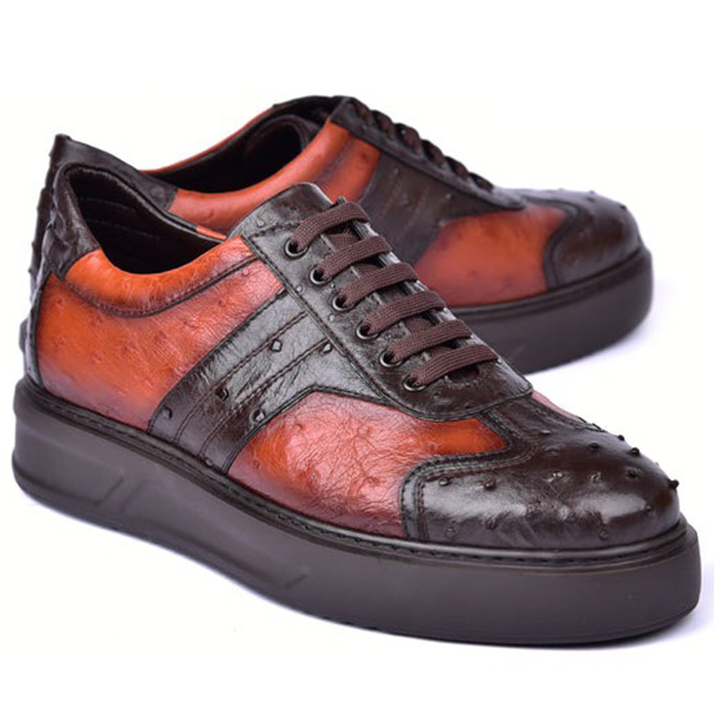 Corrente C001302-6988 Genuine Ostrich Sneakers Brown