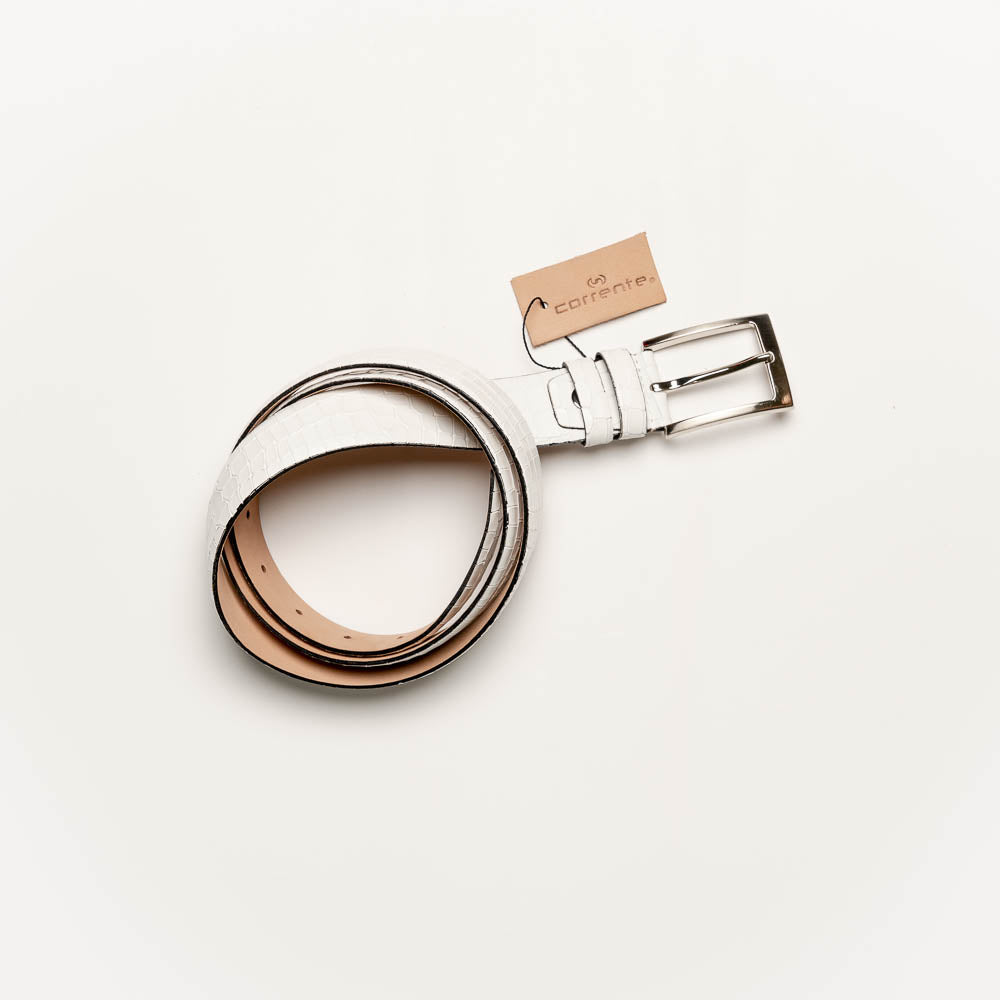 Corrente CBelt-3470 Croco Leather Belt White