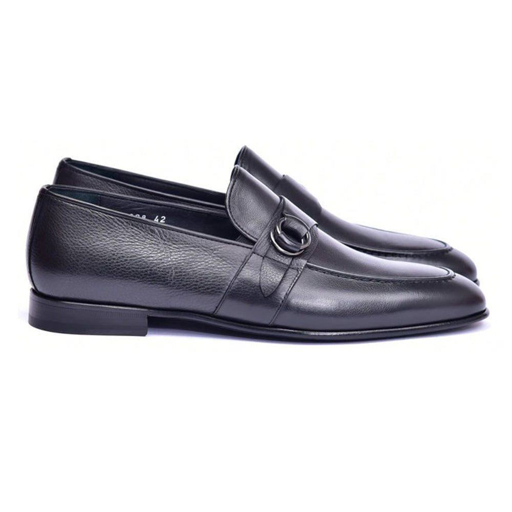 Corrente C00102-6628 Side Buckle Loafers Black