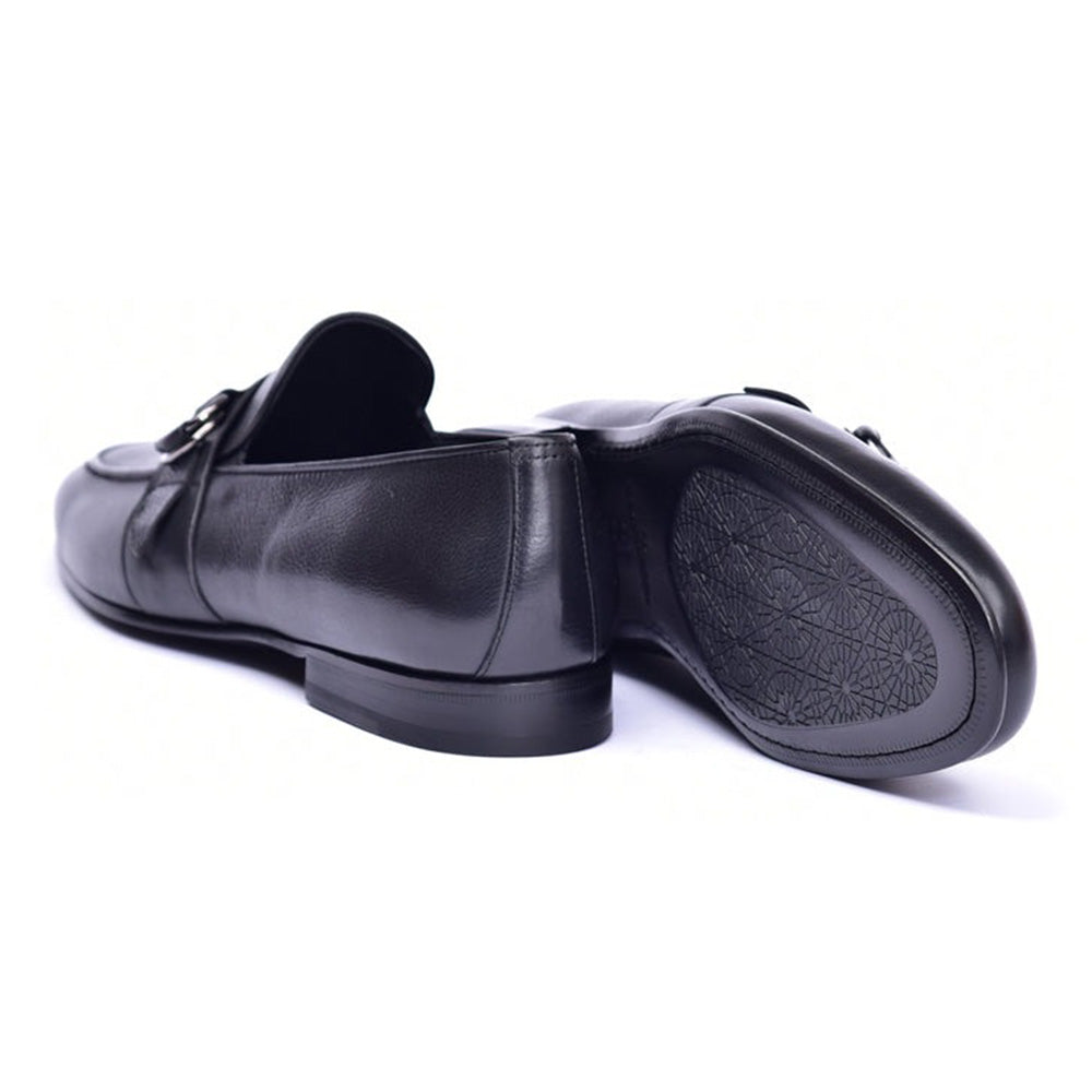 Corrente C00102-6628 Side Buckle Loafers Black