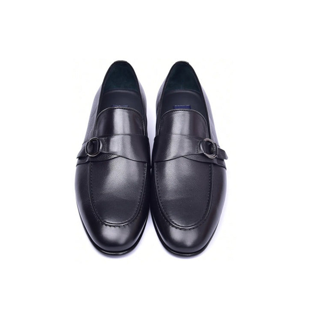 Corrente C00102-6628 Side Buckle Loafers Black