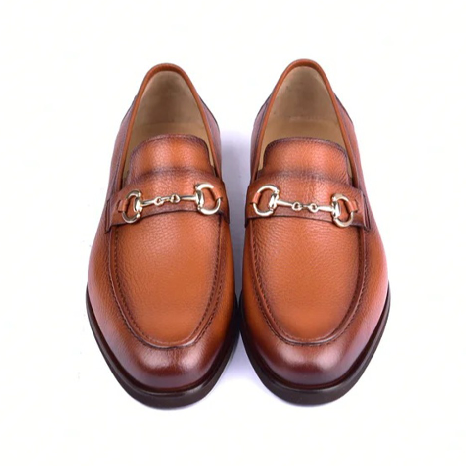 Corrente C001102-5844 Deerskin Buckle Loafers Tan