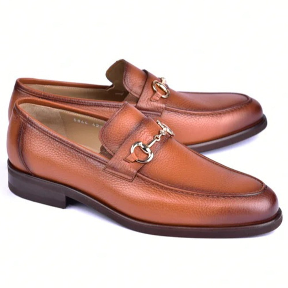 Corrente C001102-5844 Deerskin Buckle Loafers Tan
