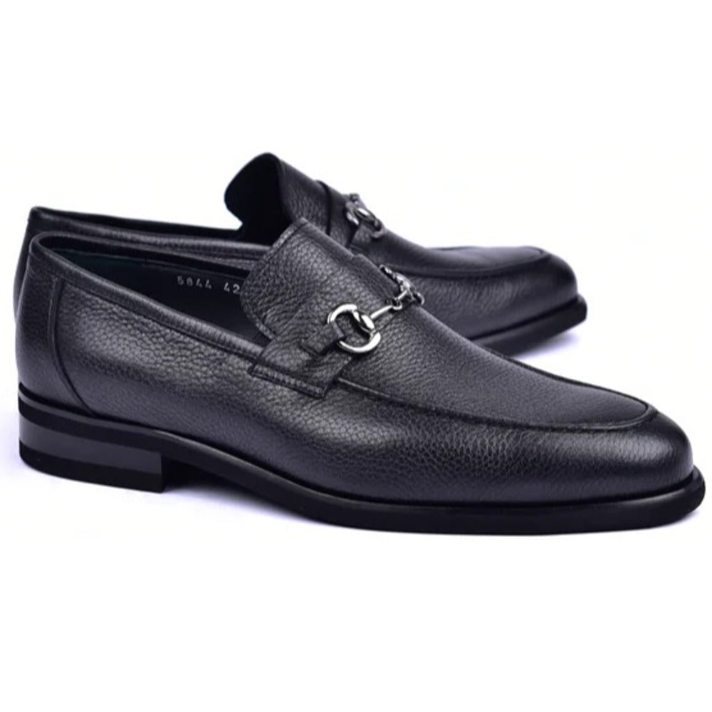 Corrente C001103-5844 Deerskin Buckle Loafers Black