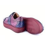 Corrente C0013021-6988 Genuine Ostrich Sneakers Navy / Burgundy