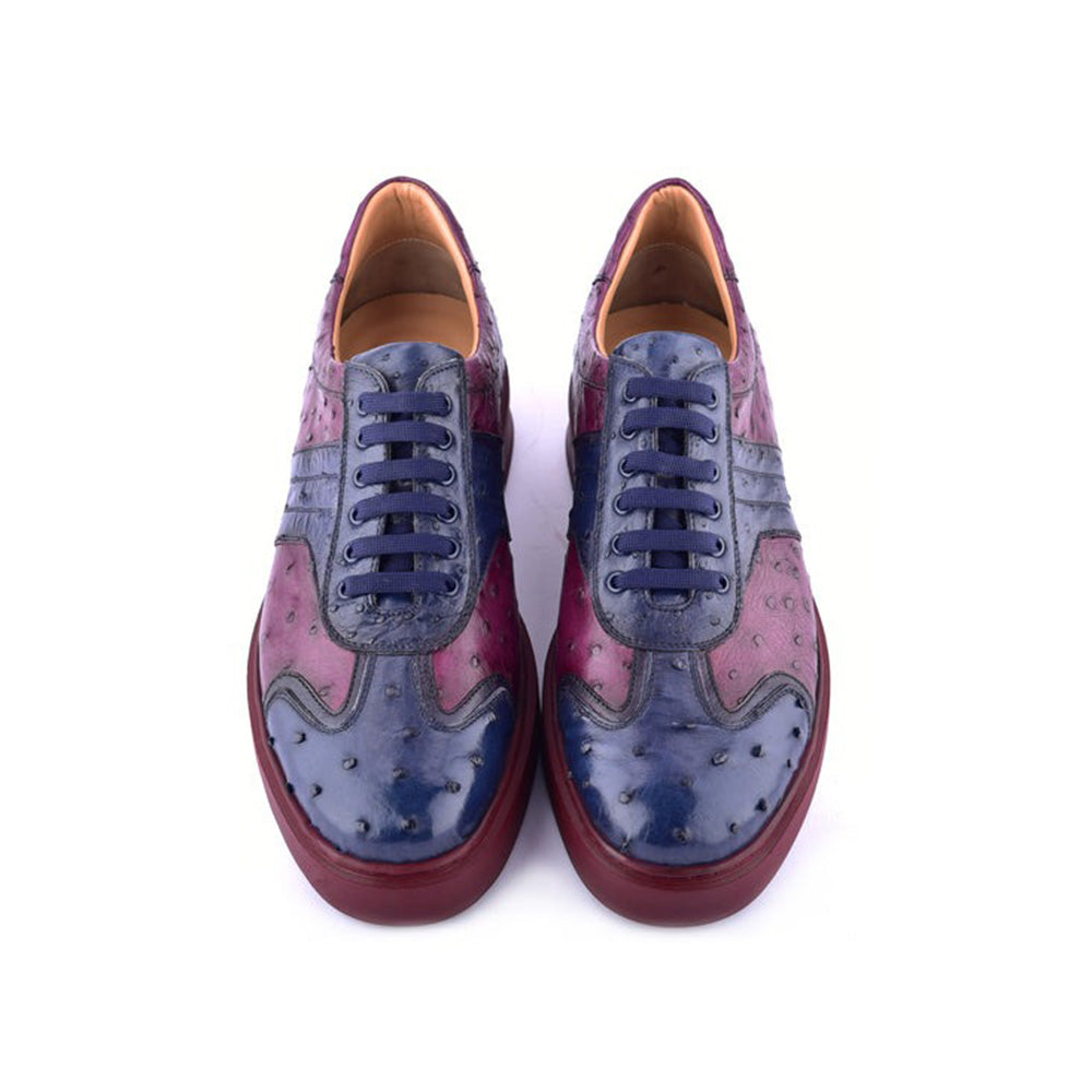 Corrente C0013021-6988 Genuine Ostrich Sneakers Navy / Burgundy