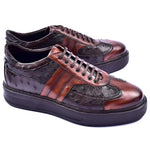 Corrente C001303-5769 Genuine Ostrich Fashion Sneakers Brown