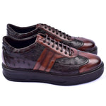 Corrente C001303-5769 Genuine Ostrich Fashion Sneakers Brown