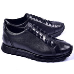 Corrente C001304-5581 Genuine Ostrich Fashion Sneakers Black