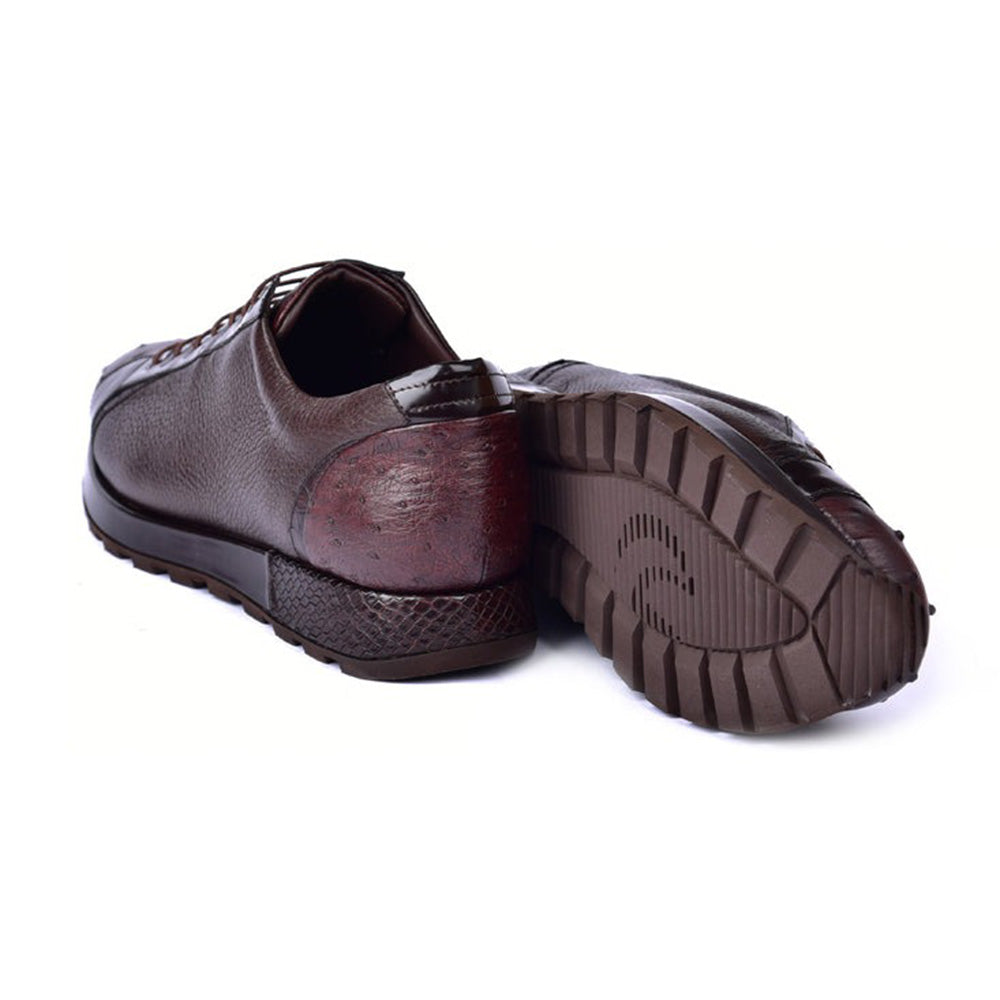 Corrente C0013043-5581 Genuine Ostrich Fashion Sneakers Brown