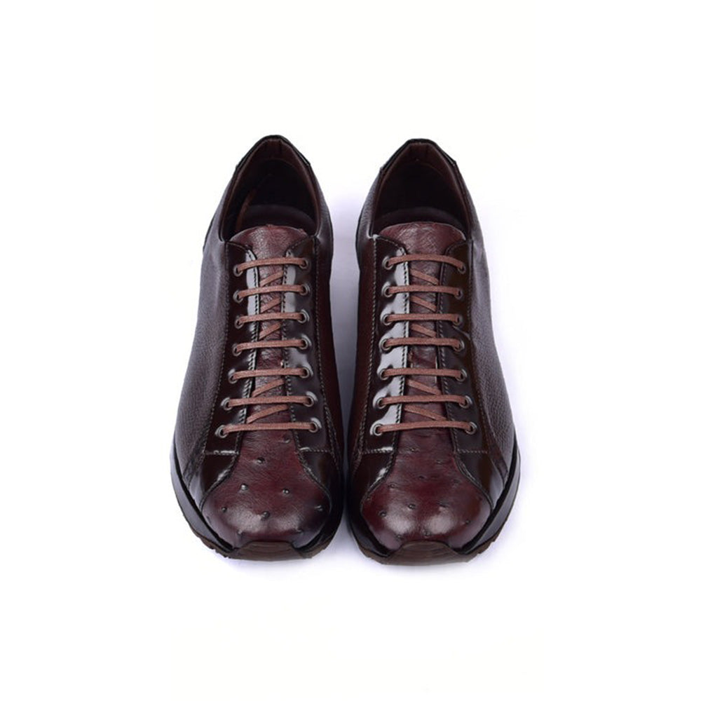 Corrente C0013043-5581 Genuine Ostrich Fashion Sneakers Brown