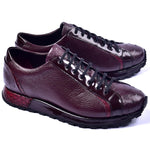 Corrente C001305-5581 Genuine Ostrich Fashion Sneakers Burgundy