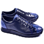 Corrente C001306-5581 Genuine Ostrich Fashion Sneakers Navy