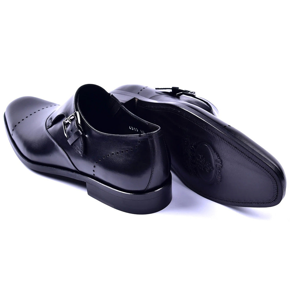 Corrente C001401-4313 Cap Toe Monkstrap Shoes Black