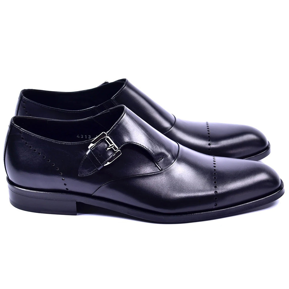 Corrente C001401-4313 Cap Toe Monkstrap Shoes Black
