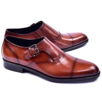 Corrente C001402-4313 Cap Toe Monkstrap Shoes Tan