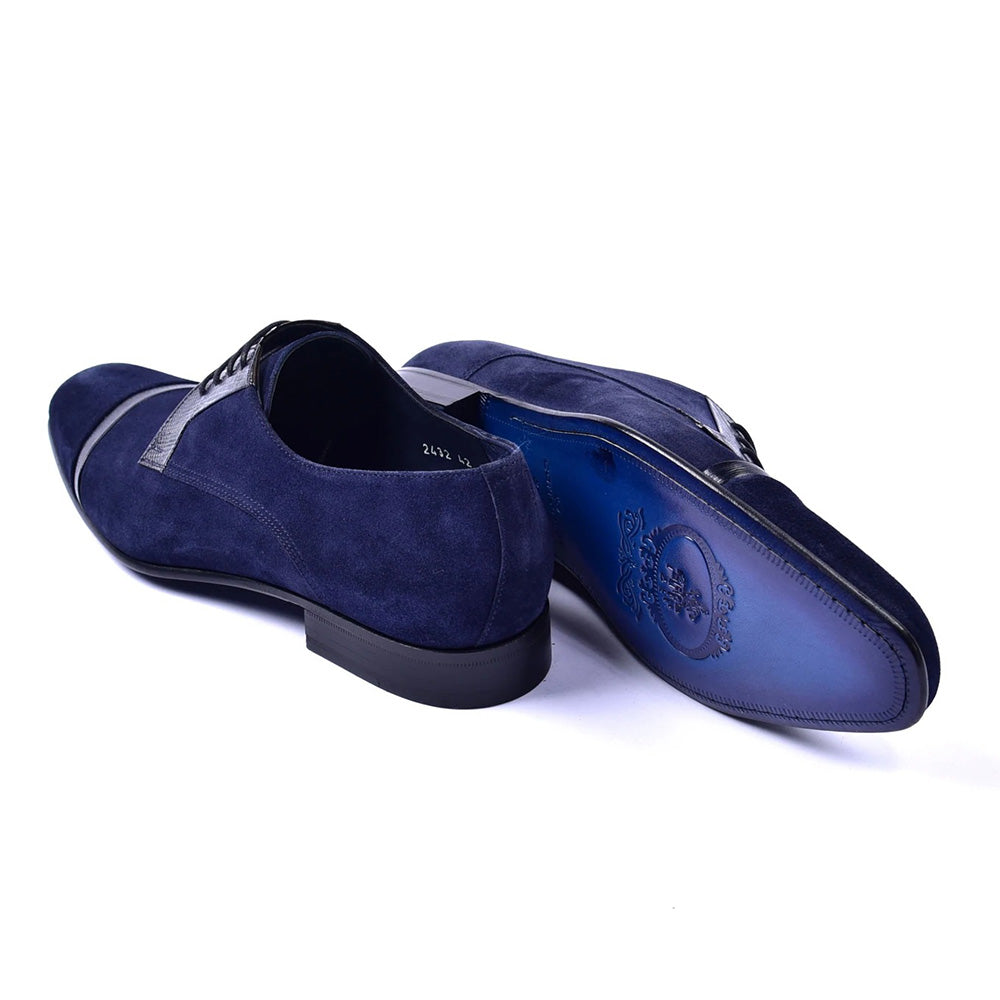 Corrente C001404-2432 Cap-toe Suede / Lizard Shoes Navy