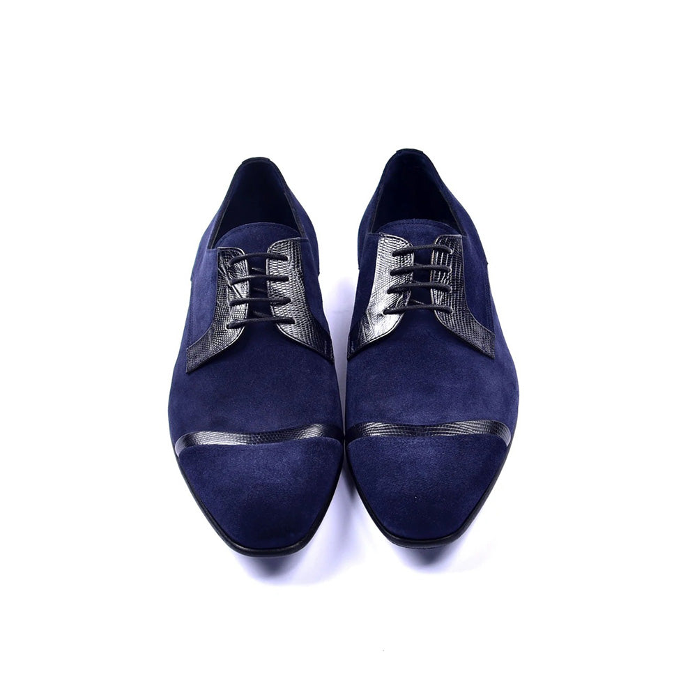 Corrente C001404-2432 Cap-toe Suede / Lizard Shoes Navy