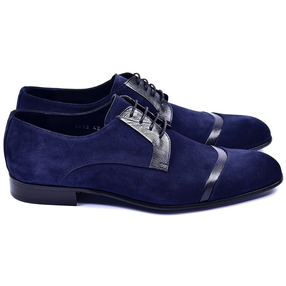 Corrente C001404-2432 Cap-toe Suede / Lizard Shoes Navy