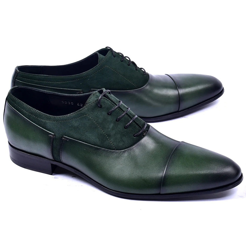 Corrente C0014040-5230 Plain Toe Lace-up Shoes Green