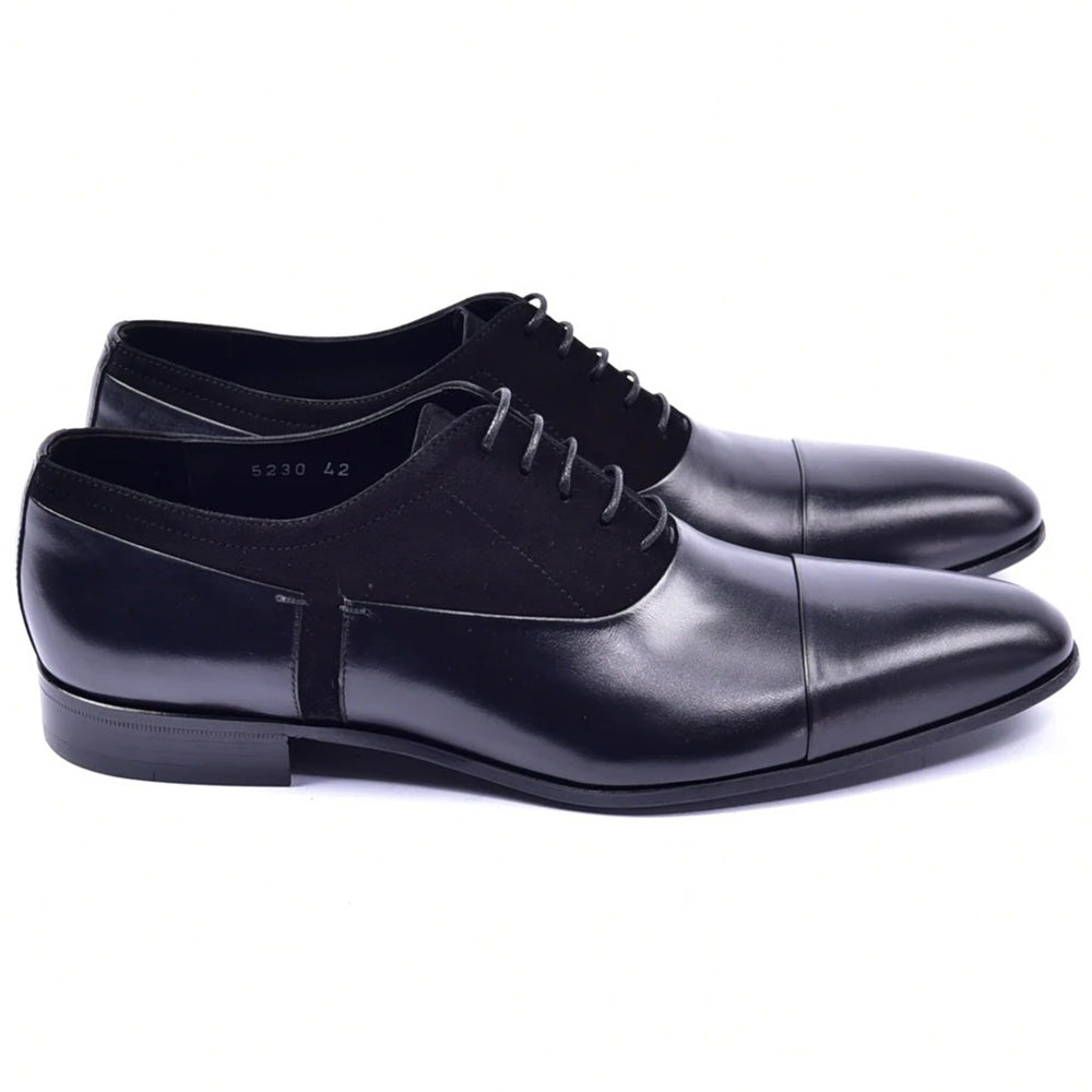 Corrente C0014041-5230 Plain Toe Lace-up Shoes Black