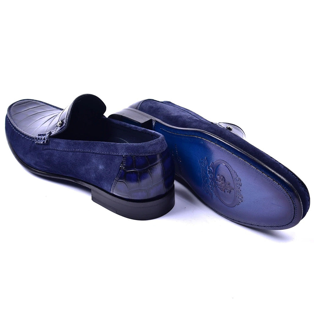 Corrente C001405-3898C Suede / Croco Print Shoes Navy