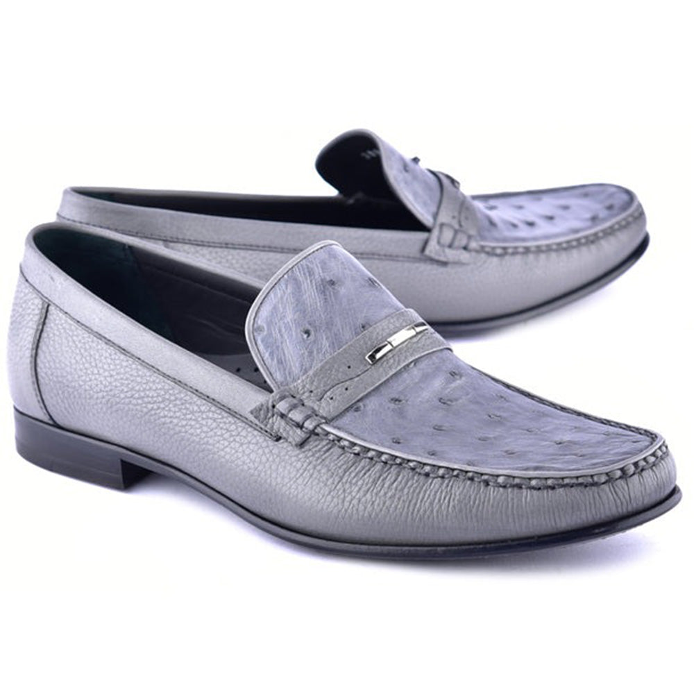 Corrente C0014051-3898Ost Genuine Ostrich / Deerskin Loafers Grey