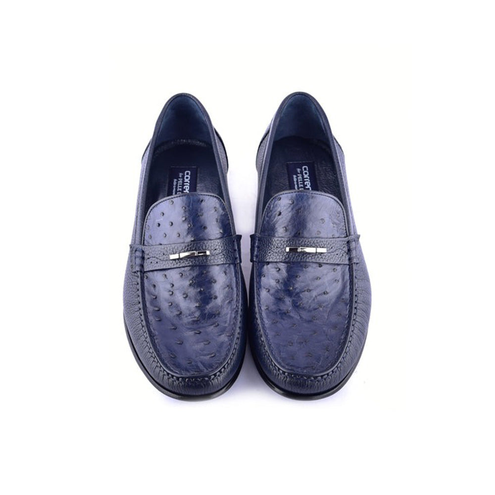 Corrente C0014052-3898Ost Genuine Ostrich / Deerskin Loafers Navy