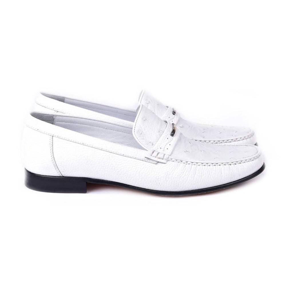 Corrente C0014053-3898Ost Genuine Ostrich / Deerskin Loafers White