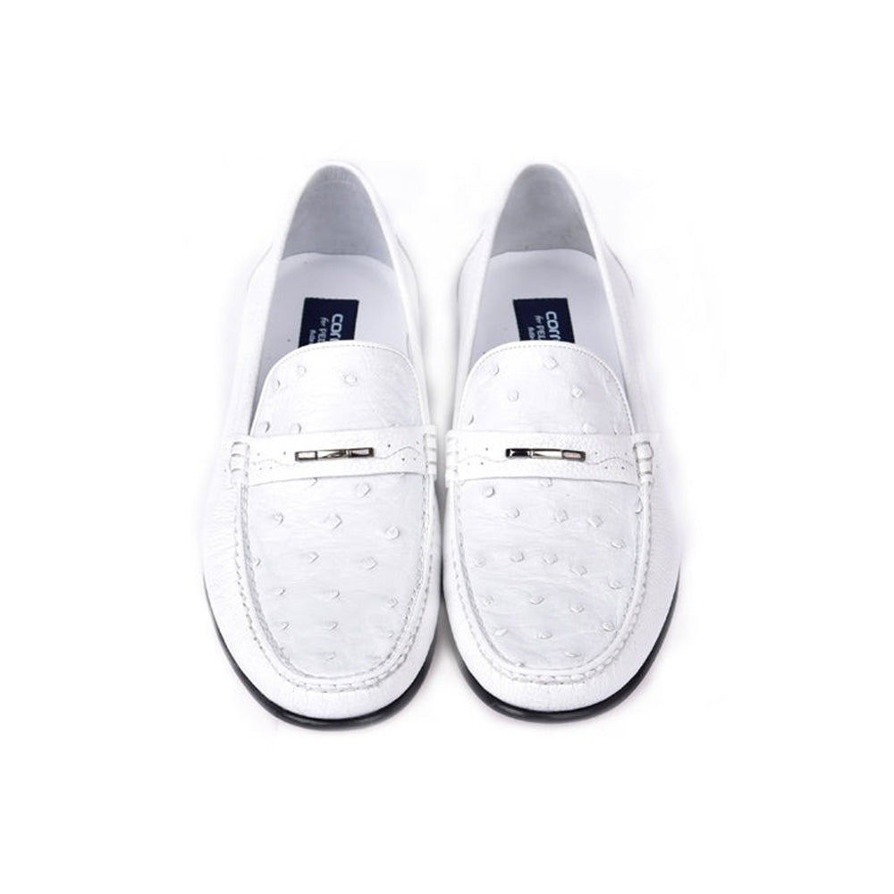 Corrente C0014053-3898Ost Genuine Ostrich / Deerskin Loafers White