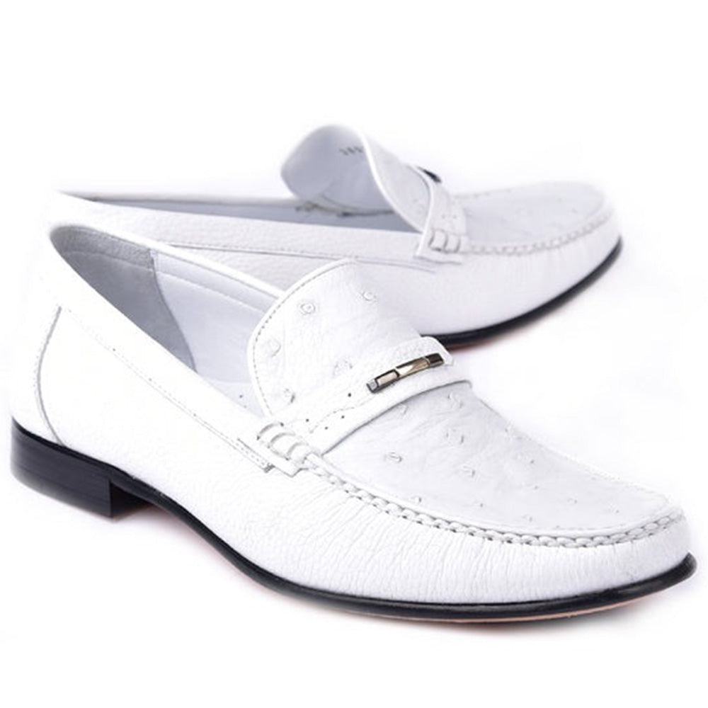 Corrente C0014053-3898Ost Genuine Ostrich / Deerskin Loafers White