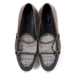 Corrente C0016-4661SP Double Monk Strap Loafers Gray