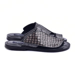 Corrente C0053-5830 Croco Print & Ostrich Leather Sandals Grey