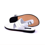 Corrente Embossed Leather & Ostrich Sandals White