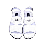 Corrente Embossed Leather & Ostrich Sandals White