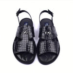 Corrente C0074-5829S Embossed Leather & Ostrich Sandals Black