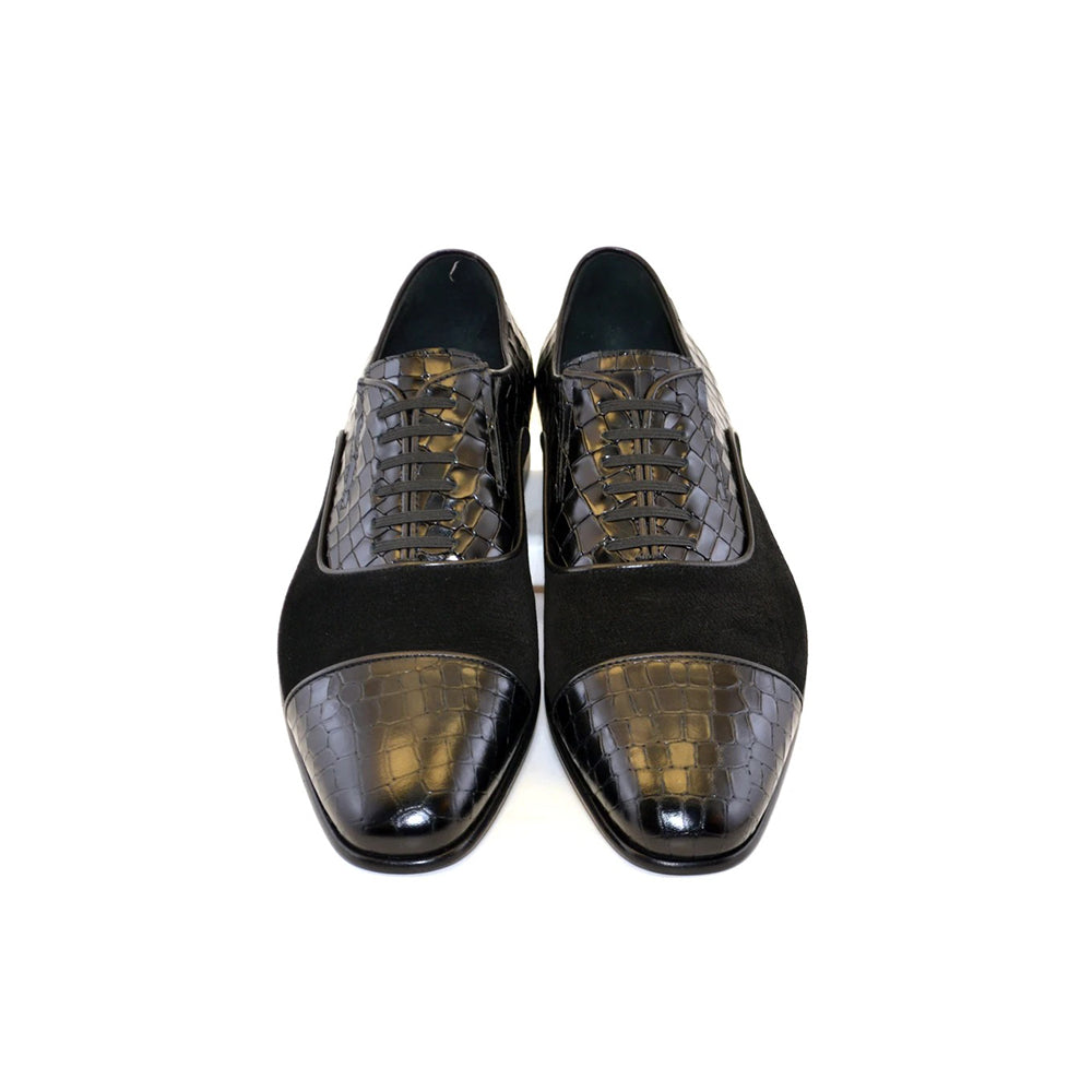 Corrente C008-5796 Cap Toe Fake Lace Shoes Black