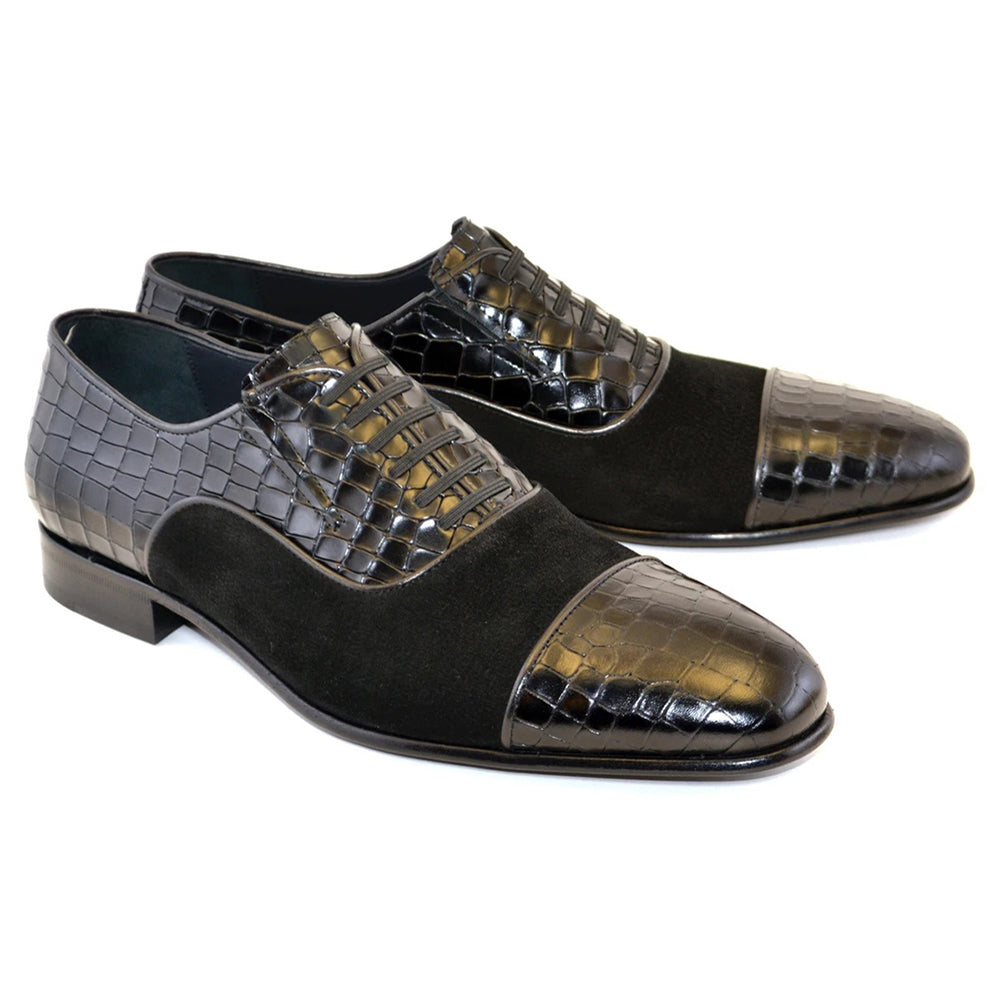 Corrente C008-5796 Cap Toe Fake Lace Shoes Black