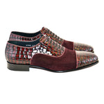 Corrente C01-5796 Cap Toe Fake Lace Shoes Burgundy