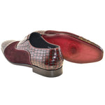 Corrente C01-5796 Cap Toe Fake Lace Shoes Burgundy