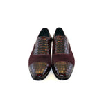 Corrente C01-5796 Cap Toe Fake Lace Shoes Burgundy