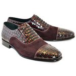 Corrente C01-5796 Cap Toe Fake Lace Shoes Burgundy