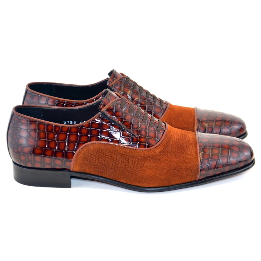 Corrente C011-5796 Cap Toe Fake Lace Shoes Tabacco