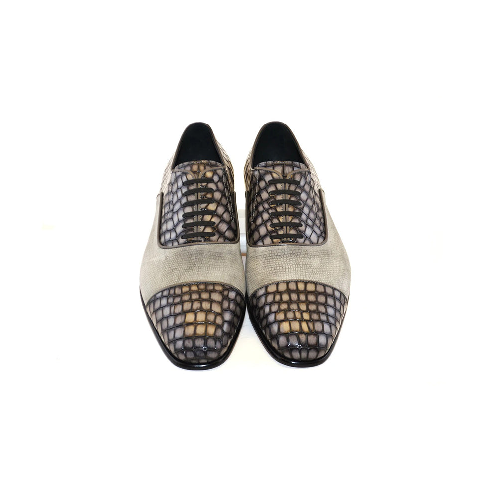 Corrente C012-5796 Cap Toe Fake Lace Shoes Grey