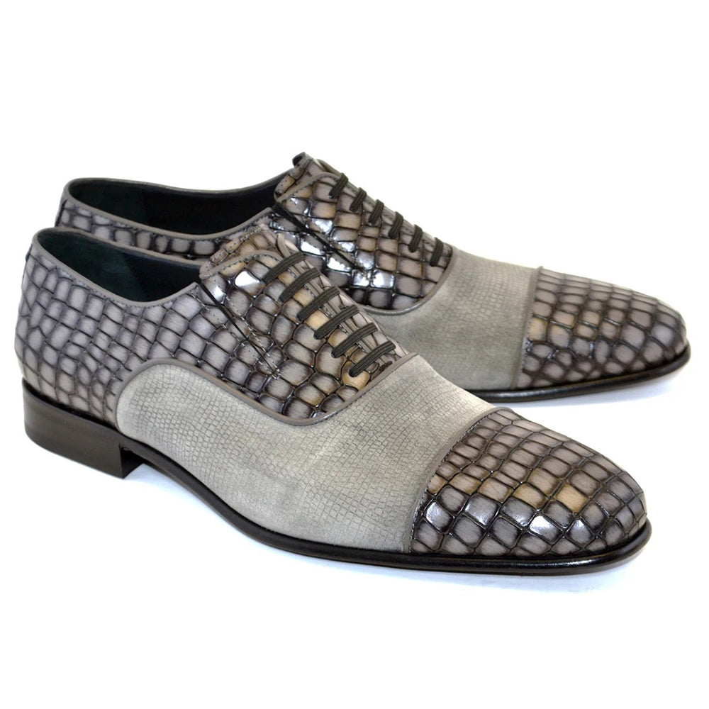 Corrente C012-5796 Cap Toe Fake Lace Shoes Grey