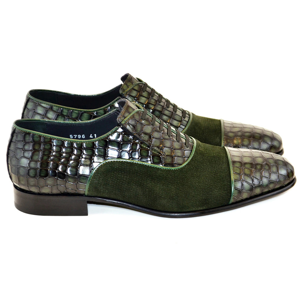 Corrente C013-5796 Cap Toe Fake Lace Shoes Green