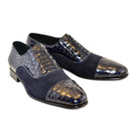 Corrente C014-5796 Cap Toe Fake Lace Shoes Navy