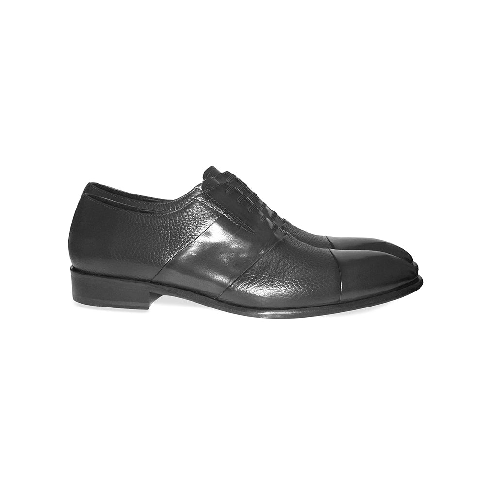 Corrente C0141-5691 Cap Toe Fake Lace Deerskin Shoes Black