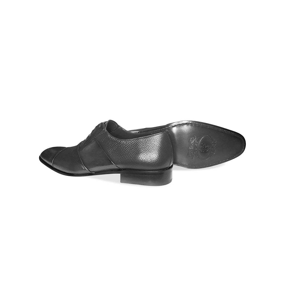 Corrente C0141-5691 Cap Toe Fake Lace Deerskin Shoes Black